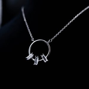 Trio Baguette Circle Pendant | 925 Sterling Silver | Kasi Jewels