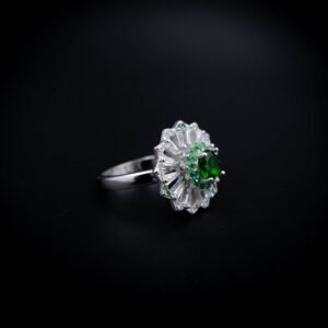 Royal Radiance Green Sapphire Silver Ring | 925 Sterling Silver | Kasi Jewels | for Girls Women Gifts Friends Party